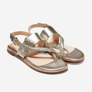 Cole Haan Anica braided thong sandal gold new